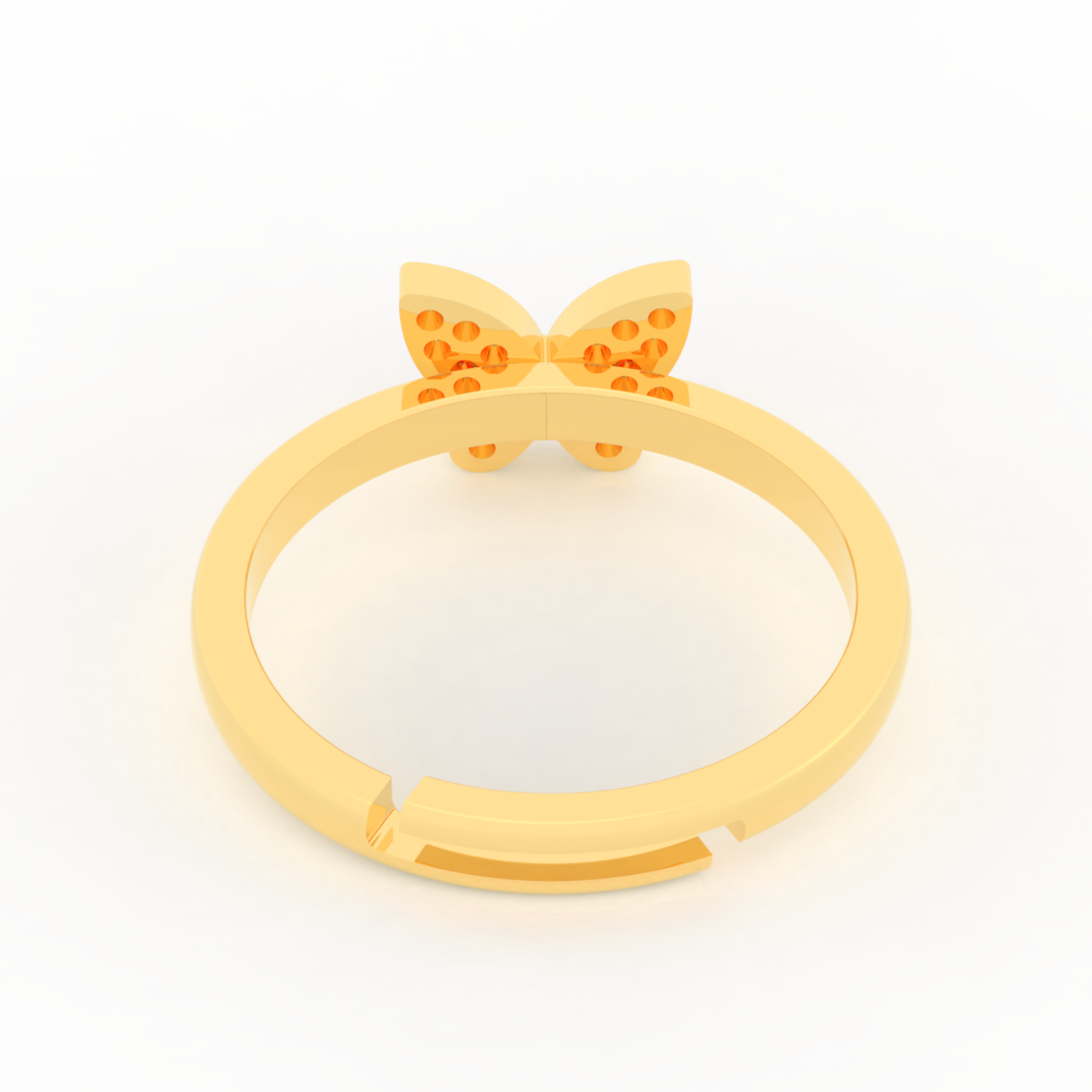 Shimmery Butterfly Cute Ring- Hallmarked 925 Sterling Silver Yellow Gold
